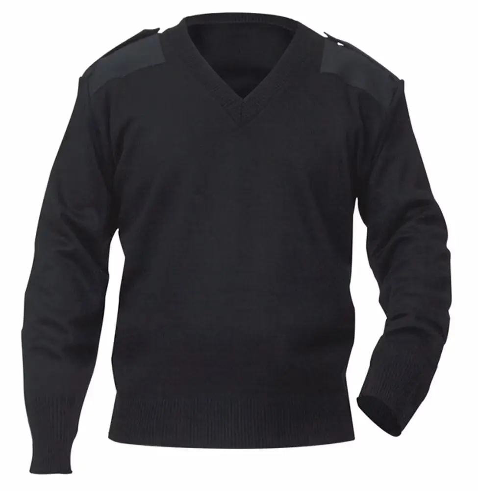 Crew V-Neck Jersey Sweater (Black)
