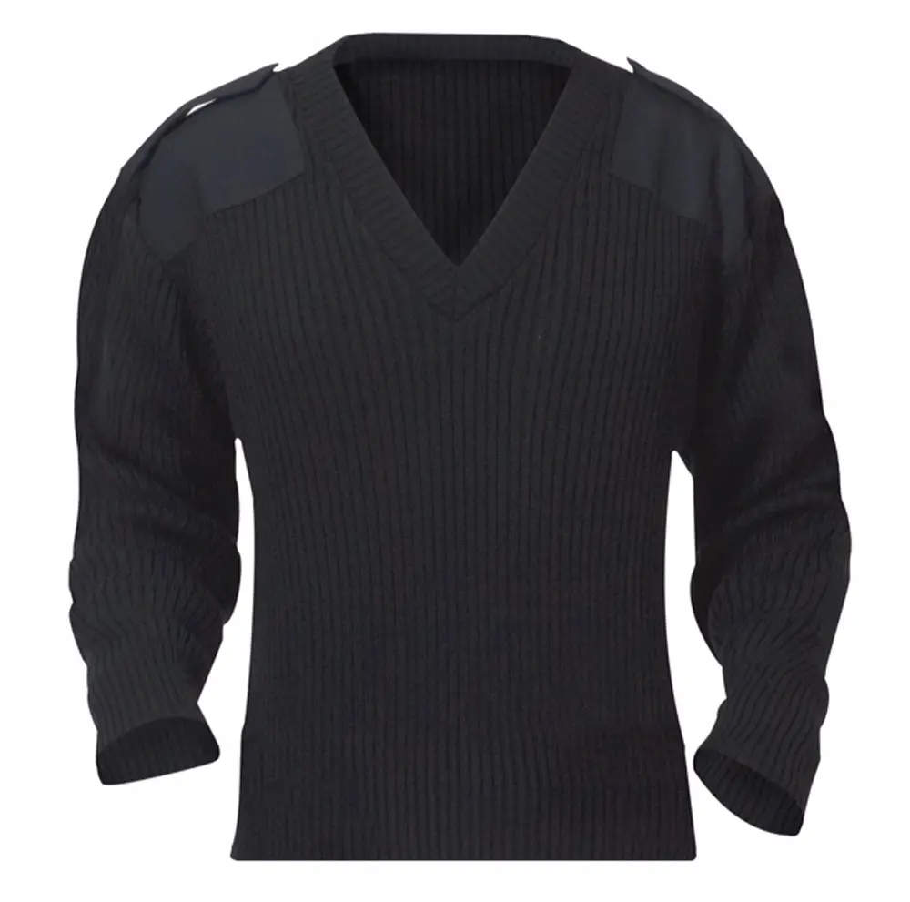 Crew V-Neck Ribbed Sweater (Black)