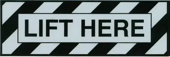 Lift Here Placard