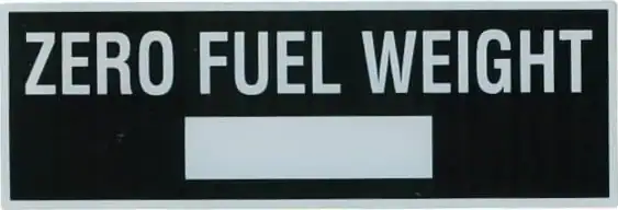 Zero Fuel Weight Placard
