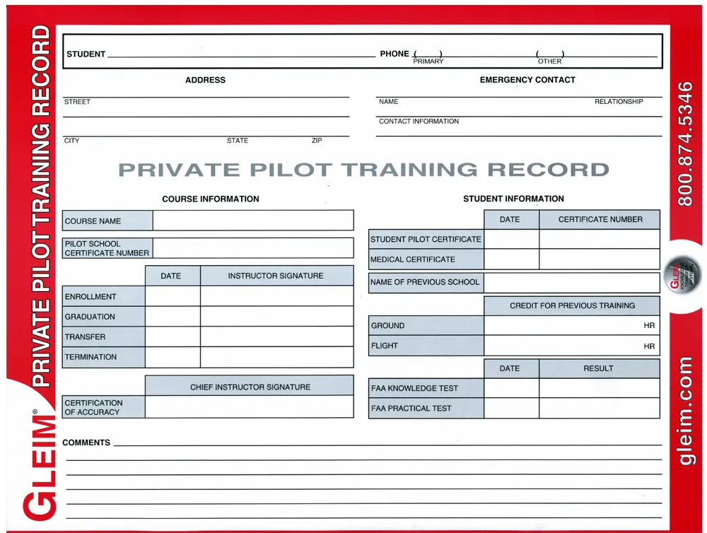 Private Pilot Training Record