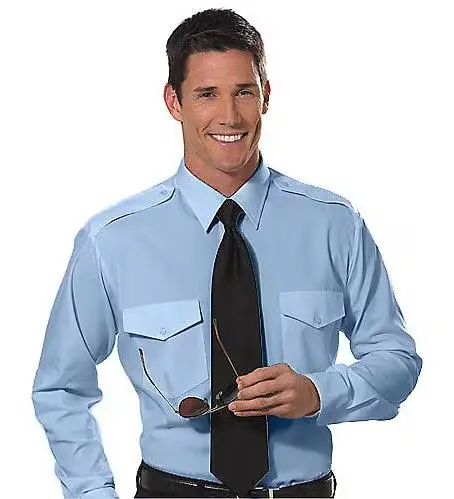 Aviator Shirt Men's Long Sleeve (Blue) 