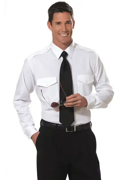 Aviator Shirt Men's Long Sleeve (White) 