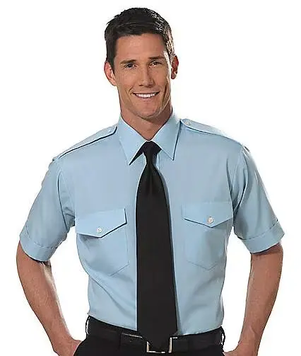 Aviator Shirt Men's Short Sleeve (Blue) 