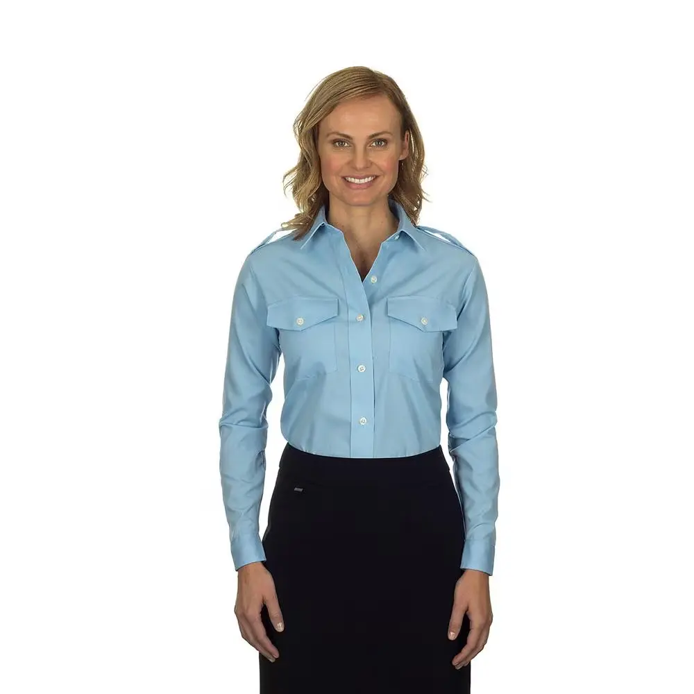 Aviator Shirt Women's Long Sleeve (Blue)