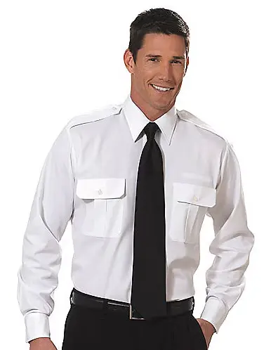 Pilot Shirt Men's Long Sleeve (White)