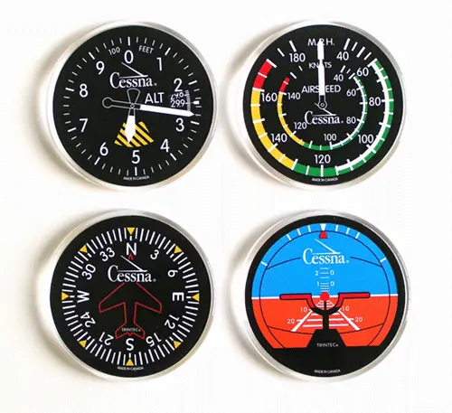 Cessna Round Acrylic Coaster Set (4-piece)