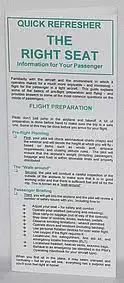 The Right Seat Quick Refresher Card