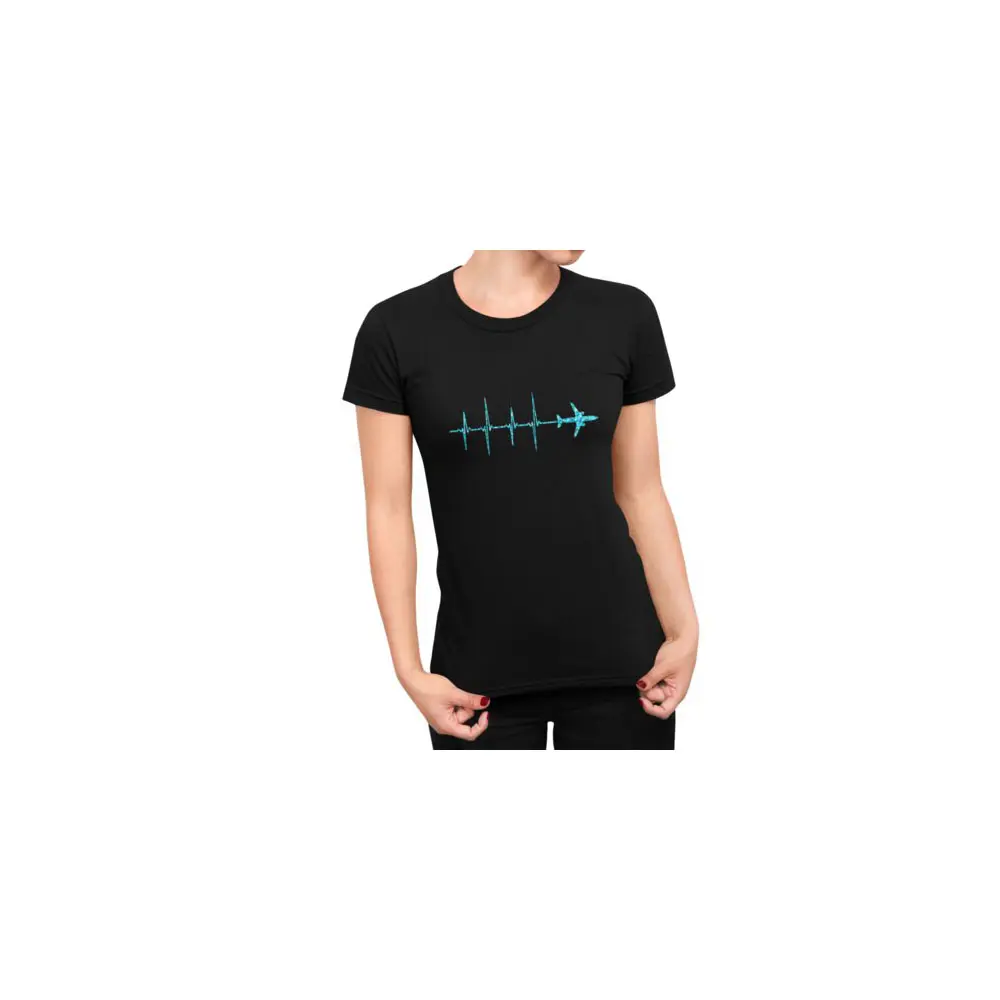 Glitter Airplane Heartbeat Women's Shirt