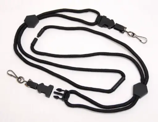 [WAPX800-BH] Black ID Lanyard with Breakaway (Hook Clip)