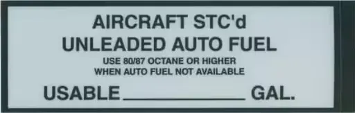 [AAPX804] Unleaded Fuel Placard