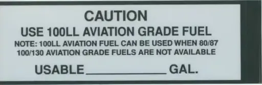 [AAPX809] 100LL Fuel Placard