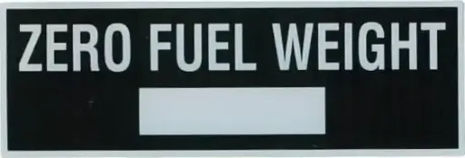 [AAPX819] Zero Fuel Weight Placard