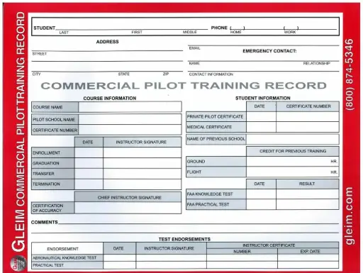 [GLM-353] Commercial Pilot Training Record