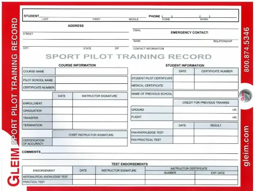 [GLM-358] Sport Pilot Training Record